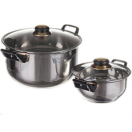 Набір каструль з кришками A-plus 9036 12 предметів Сріблястий (007555)