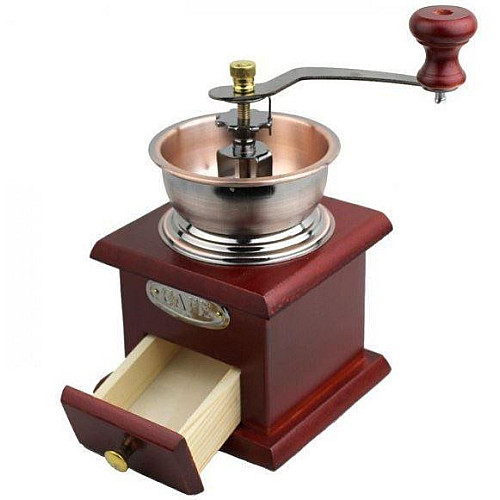 Кофемолка ручная Empire EM-2360 жерновая с деревянным ящиком