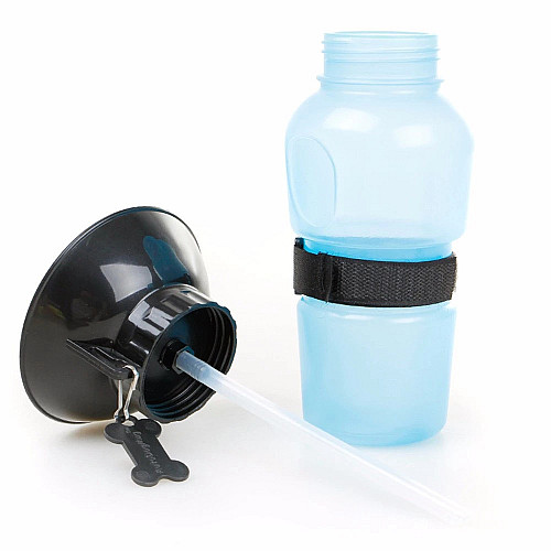 Портативная поилка с чашей для собак SUNROZ Dog Bottle 500 мл Синий (SUN0856)