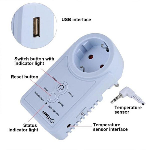 Умная GSM розетка с датчиком температуры Vbestlife iTimer USB Белый (100154)