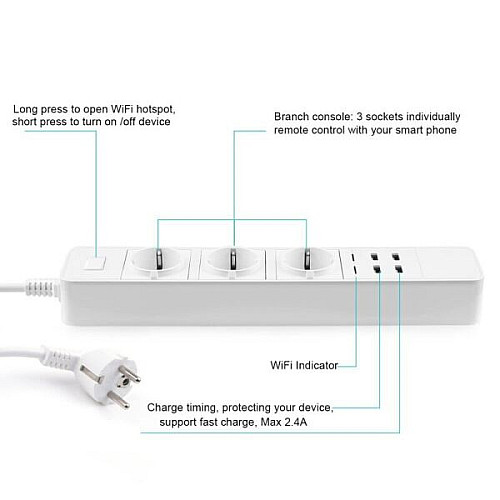 Умная WiFi розетка с дистанционным управлением Zeoota PS022 Белый (100318)