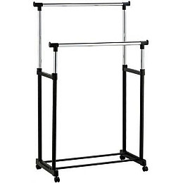 Телескопічна стійка-вішалка для одягу та взуття Double Pole Clothes Horse Чорна (000024646B)