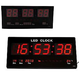 Настенные часы Led с подсветкой с датой и температурой VST 4622 46х22х3 см Red