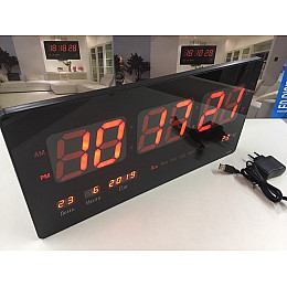 Настенные часы Led с подсветкой с датой и температурой VST 4622 46х22х3 см Red