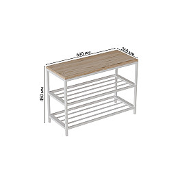 Банкетка універсальна Ferrum-decor Слайм 45x63x26 білий ДСП Дуб Сан-Маріно 16мм (XK00008)