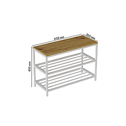 Банкетка універсальна Ferrum-decor Слайм 45x63x26 білий ДСП Дуб Артізан 16мм (XK00009)