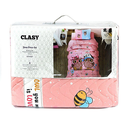 Покрывало подростковое Aran CLASY стеганное хлопковое с наволочкой 180x240 Совы Puhu (1005856)