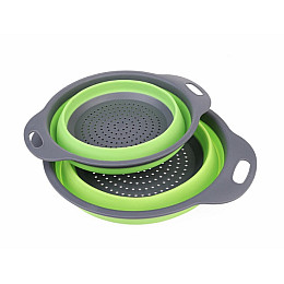 Дуршлаг силиконовый складной Collapsible filter baskets большой + маленький Зеленый (300674)