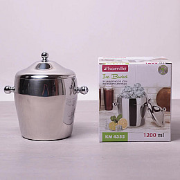 Відро для льоду і шампанського з кришкою з нержавіючої сталі Kamille 1200 мл Хром