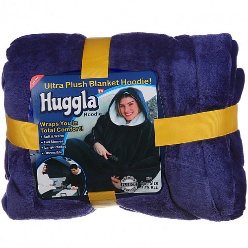Плед-двостороння толстовка Huggle Hoodie 80х110 см Синій (2993-9107а)