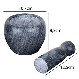 Ступка з маточкою Чорний мармур 8,3х10,7см Чорний (23446)