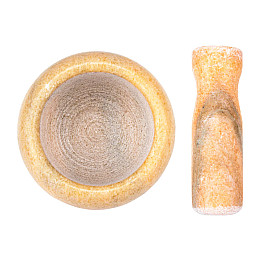 Ступка з маточкою Натуральний камінь 8.3х10,7см Світло-коричневий/бежевий (23445)