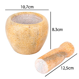 Ступка з маточкою Натуральний камінь 8.3х10,7см Світло-коричневий/бежевий (23445)