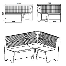 Кухонный уголок KOMPANIT ТУНИС Дуб