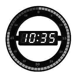 Настільний LED годинник круглий HongC d 31см HC-012 Чорний
