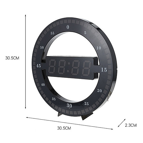 Настільний LED годинник круглий HongC d 31см HC-012 Чорний