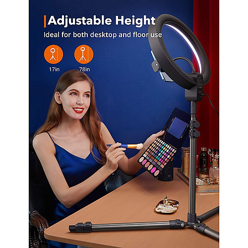 Набор блогера TaoTronics Ring Light, 12'' Ring Light with 78'' Tripod Stand, Dimmable LED Light Outer 24W 6500K (TT-CL025)