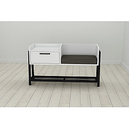 Банкетка із тумбочкою Ferrum-decor Бланка 540x1000x320 метал Чорний ДСП Біле 16 мм (BLA0001)