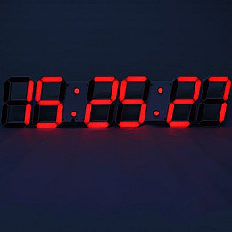 Великий настінний LED годинник CHKOSDA червоні цифри години/хвилини/секунди 67х15 см