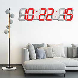 Великий настінний LED годинник CHKOSDA червоні цифри години/хвилини/секунди 67х15 см