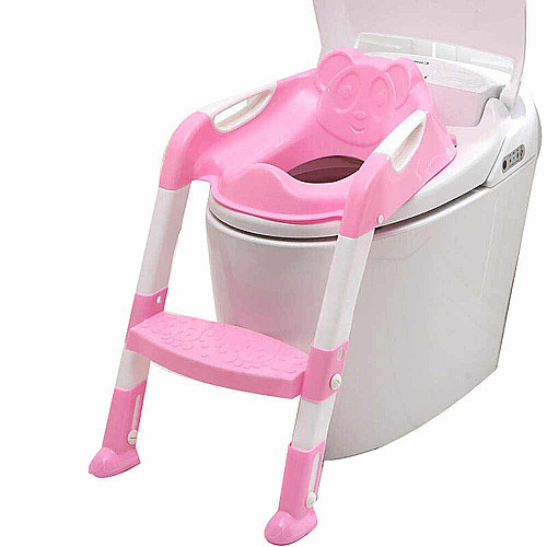Накладка на унитаз с лесенкой 2 в 1 Baby Assistant DA6815 Розовый с белым