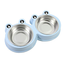 Миска для котов и собак двойная 36*20*5,5 см Taotaopets Frog 135501 Голубой