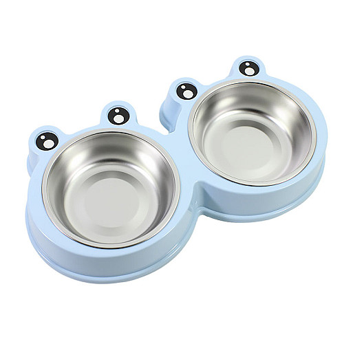 Миска для котов и собак двойная 36*20*5,5 см Taotaopets Frog 135501 Голубой