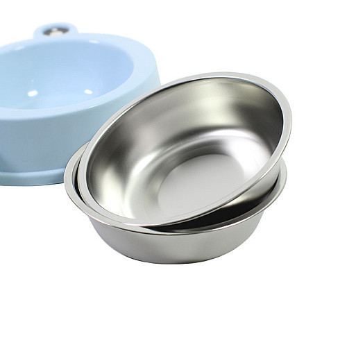 Миска для котов и собак двойная 36*20*5,5 см Taotaopets Frog 135501 Голубой
