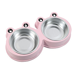 Миска для котов и собак двойная 36*20*5,5 см Taotaopets Frog 135501 Розовый
