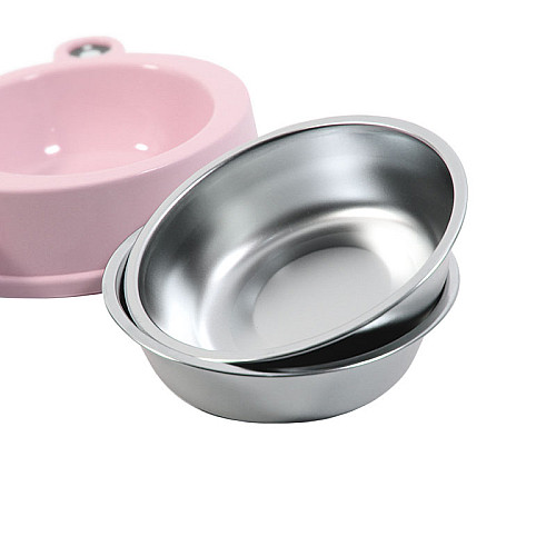 Миска для котов и собак двойная 36*20*5,5 см Taotaopets Frog 135501 Розовый