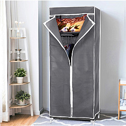 Складной тканевый шкаф для одежды HCX 9974 каркасный с металлическими полками 90/45/160 Серый