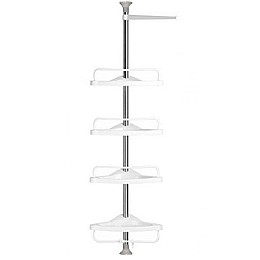 Угловая полка в ванную Multi Corner Shelf AD 9866 из металла и пластика 2.6 метра 4 полки регулируемая по высоте