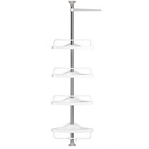 Угловая полка в ванную Multi Corner Shelf AD 9866 из металла и пластика 2.6 метра 4 полки регулируемая по высоте