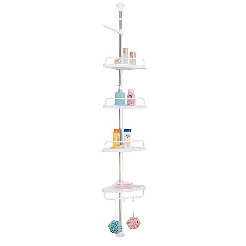 Угловая полка в ванную Multi Corner Shelf AD 9866 из металла и пластика 2.6 метра 4 полки регулируемая по высоте