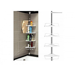 Угловая полка в ванную Multi Corner Shelf AD 9866 из металла и пластика 2.6 метра 4 полки регулируемая по высоте