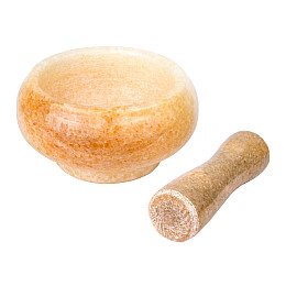 Ступка з маточкою Ручна Робота натуральний камінь 9х9х4,7см Бежевий (26853)