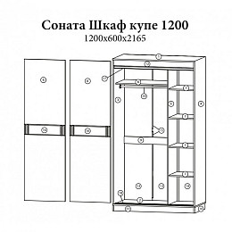 Шкаф-купе Эверест Соната 1200 двухдверный 120х60х217 дуб сонома + белый (EVR-2392)