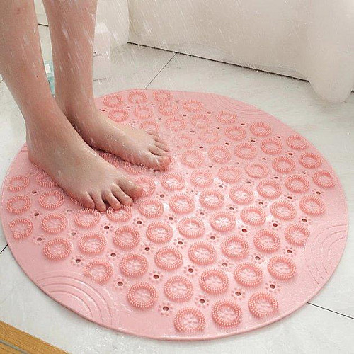 Круглый нескользящий коврик UKC Massage foot rad для душа Розовый