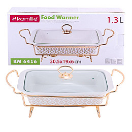 Марміт керамічний Kamille 1.3л зі скляною кришкою KM 6416