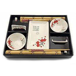 Сервіз для суші None Красна сакура на білому фоні 2 особи 39х27,5х5,5 см (DN34282B)