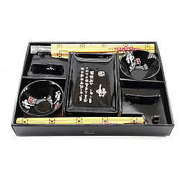 Сервіз для суші None Ієрогліфи на чорному фоні 2 особи 39х27,5х5,5 см (DN34282D)