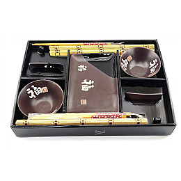 Сервіз для суші None Ієрогліфи на шоколадному фоні 2 особи 39х27,5х5,5 см (DN34282E)