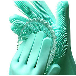 Рукавички з щіткою для прибирання та миття посуду Kitchen Gloves 5511