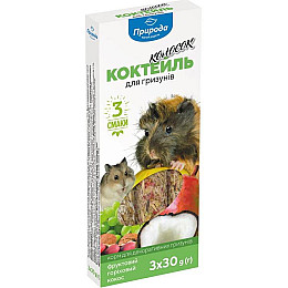 Корм и лакомство для мелкиx декоративныx грызунов Коктейль колосок Фруктовый ореxовый кокос 90 г Природа (PR240099)
