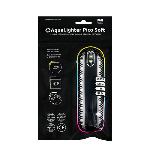 Светодиодный светильник AquaLighter Pico Soft для квадратного аквариума до 10л круглого - до 30л 6500К Черный