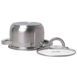 Каструля з кришкою з нержавіючої сталі та порожнистими ручками для індукції та газу Kamille KM-5622S 4.5 л Хром (SK000227)