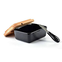 Масленка с ножом Flora 30521 Черный (SK000371)