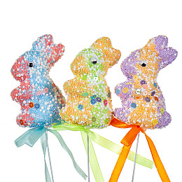 Декор на паличці Elisey Цукеркові кролики 3 шт 25 см Різнокольоровий (8108-033)