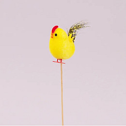 Декорация пасхальная на пике Flora Курочка 6 шт 19 см Желтый (44264)