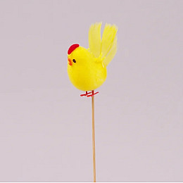 Декорация пасхальная на пике Flora Курочка 6 шт 19 см Желтый (44266)